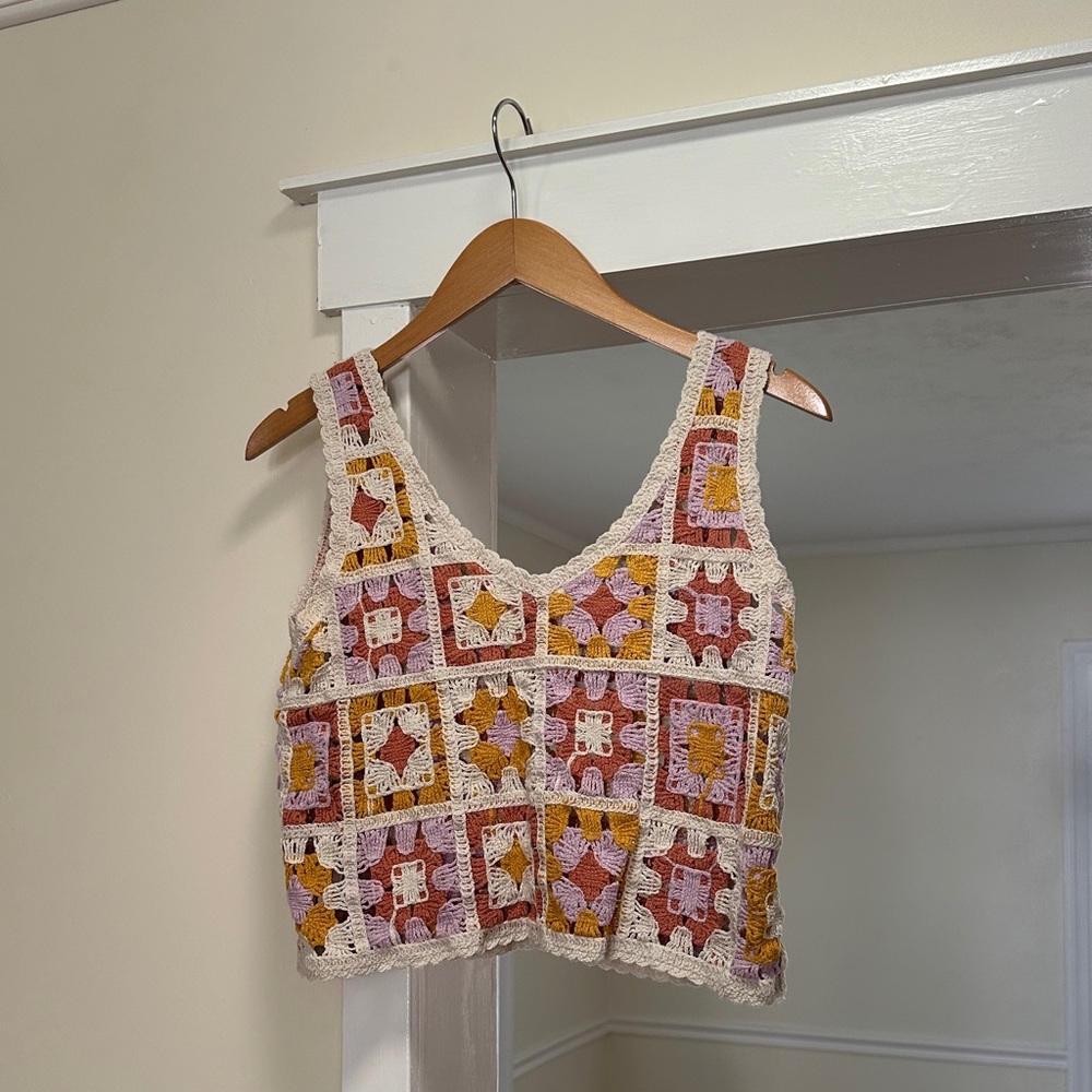 Rebellion Multicolor Crochet Tank Top-Great Condition!